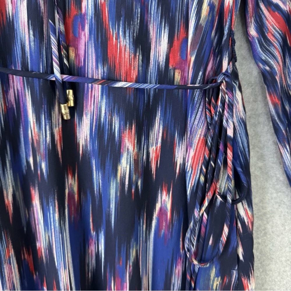 Tommy Bahama Long Sleeve Midi Dress Womens Size Medium Blue Purple Resort Boho - Picture 7 of 15